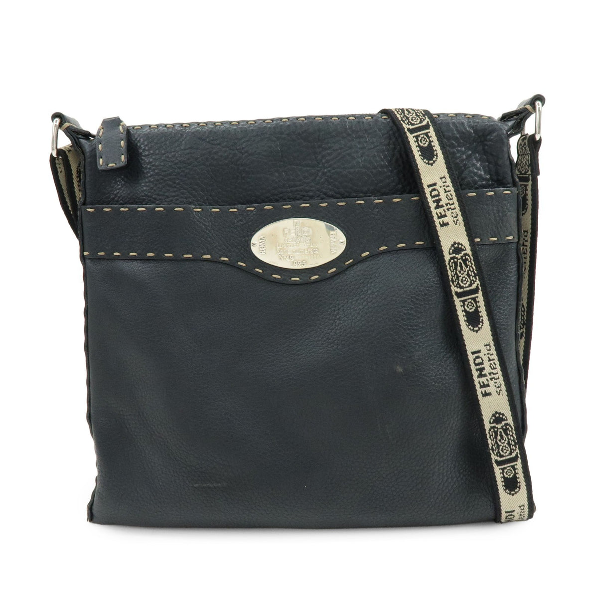 Fendi Vintage Selleria Zip Messenger Leather Medium
