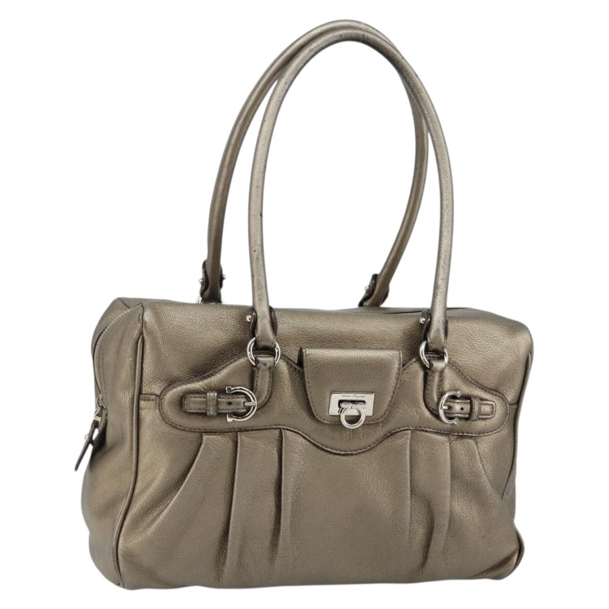 Salvatore Ferragamo Gancini Buckle Shoulder Bag Leather Large