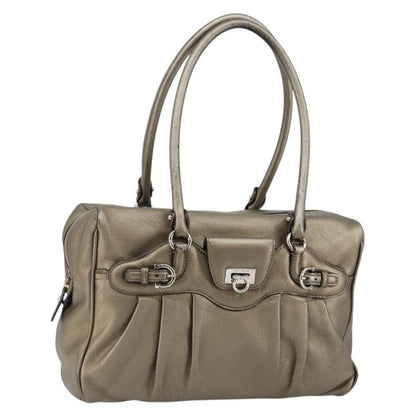 Salvatore Ferragamo Gancini Buckle Shoulder Bag Leather Large