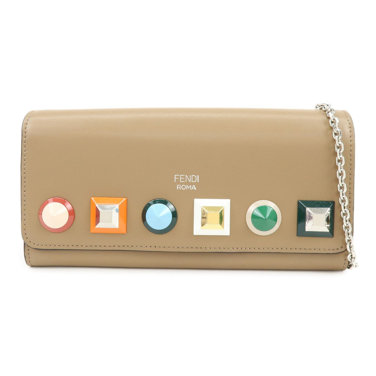 Fendi Continental Wallet on Chain Studded Leather Product Image