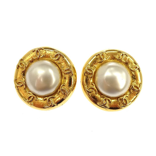 Chanel Vintage Multi CC Round Clip-On Metal with Faux Pearl Product Image