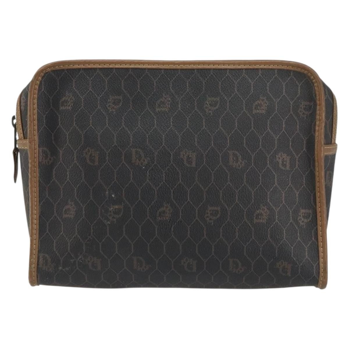 Christian Dior Vintage Honeycomb Zip Pouch Canvas and Leather Product Image