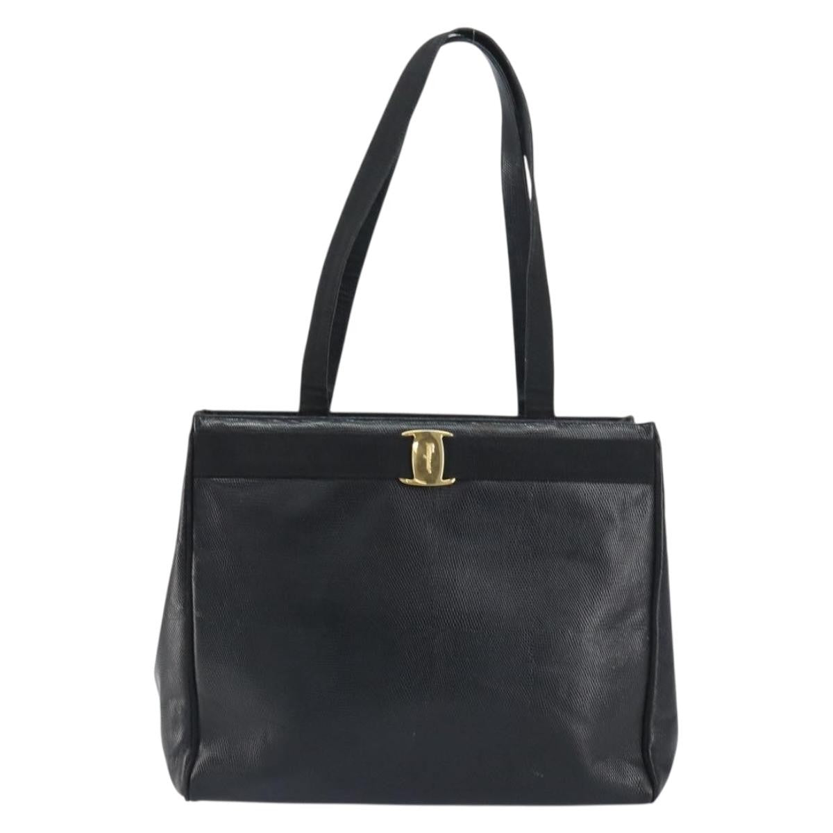 Salvatore Ferragamo Vintage Vara Bow Tote Lizard Embossed Leather Medium