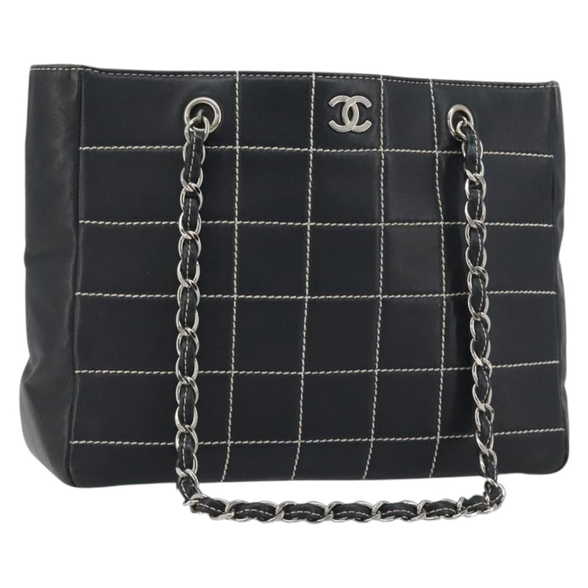 Chanel Vintage Chocolate Bar Tote Quilted Lambskin Medium