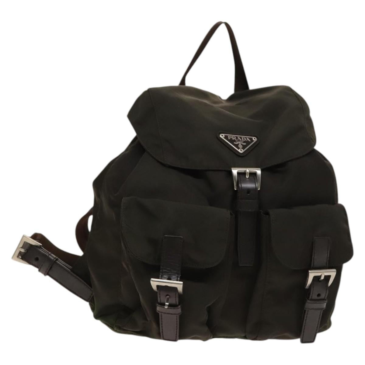 Prada Double Pocket Drawstring Backpack Nylon with Studded Detail Large