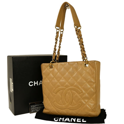 Chanel Petite Shopping Tote Quilted Caviar Large