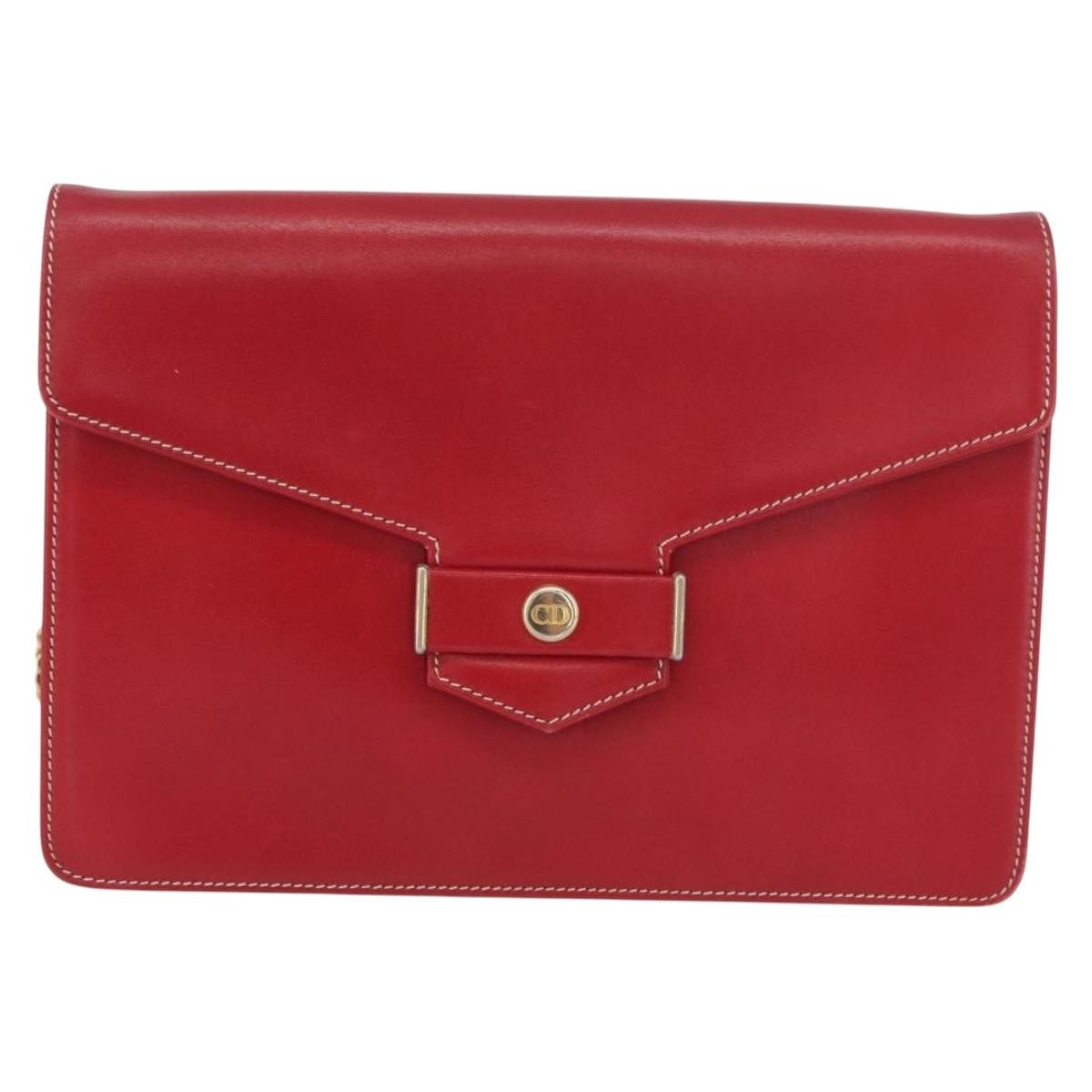 Christian Dior Vintage CD Chain Flap Shoulder Bag Leather Product Image