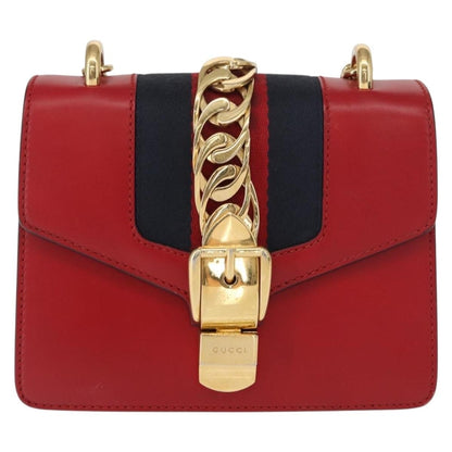 Gucci Sylvie Chain Shoulder Bag Leather Mini