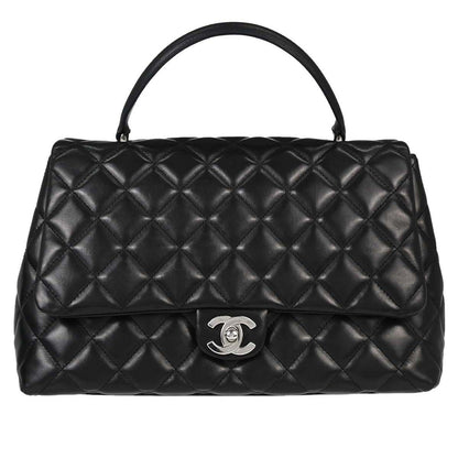 Chanel Vintage Classic Top Handle Flap Quilted Lambskin Jumbo
