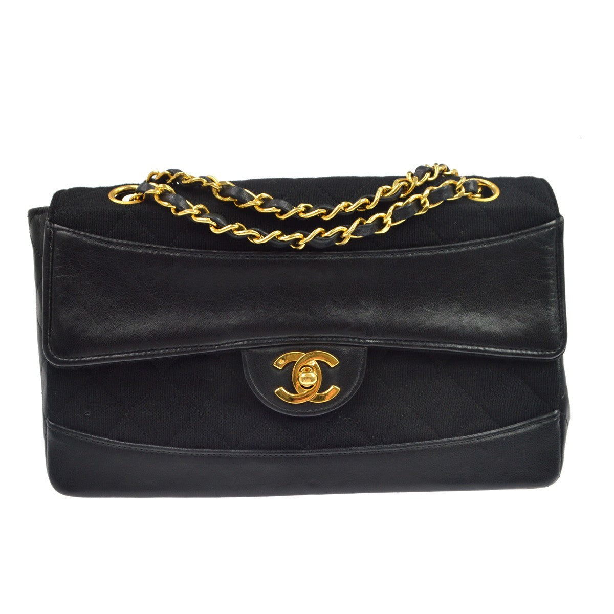Chanel Vintage CC Chain Flap Quilted Jersey and Lambskin Medium