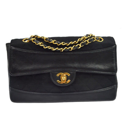 Chanel Vintage CC Chain Flap Quilted Jersey and Lambskin Medium