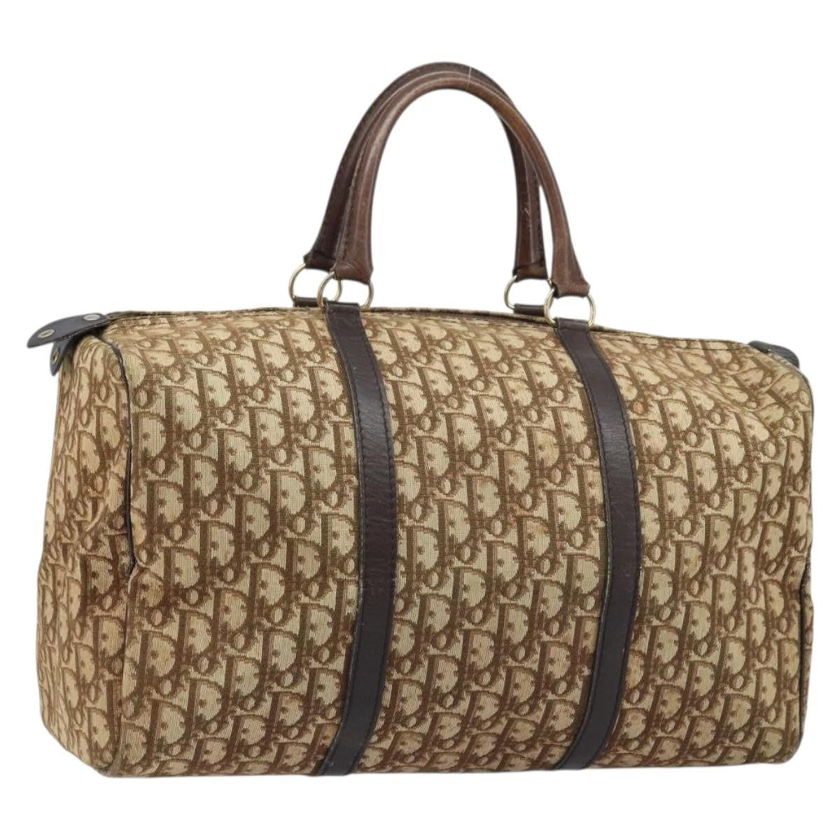 Christian Dior Vintage Trotter Boston Bag Diorissimo Canvas Large