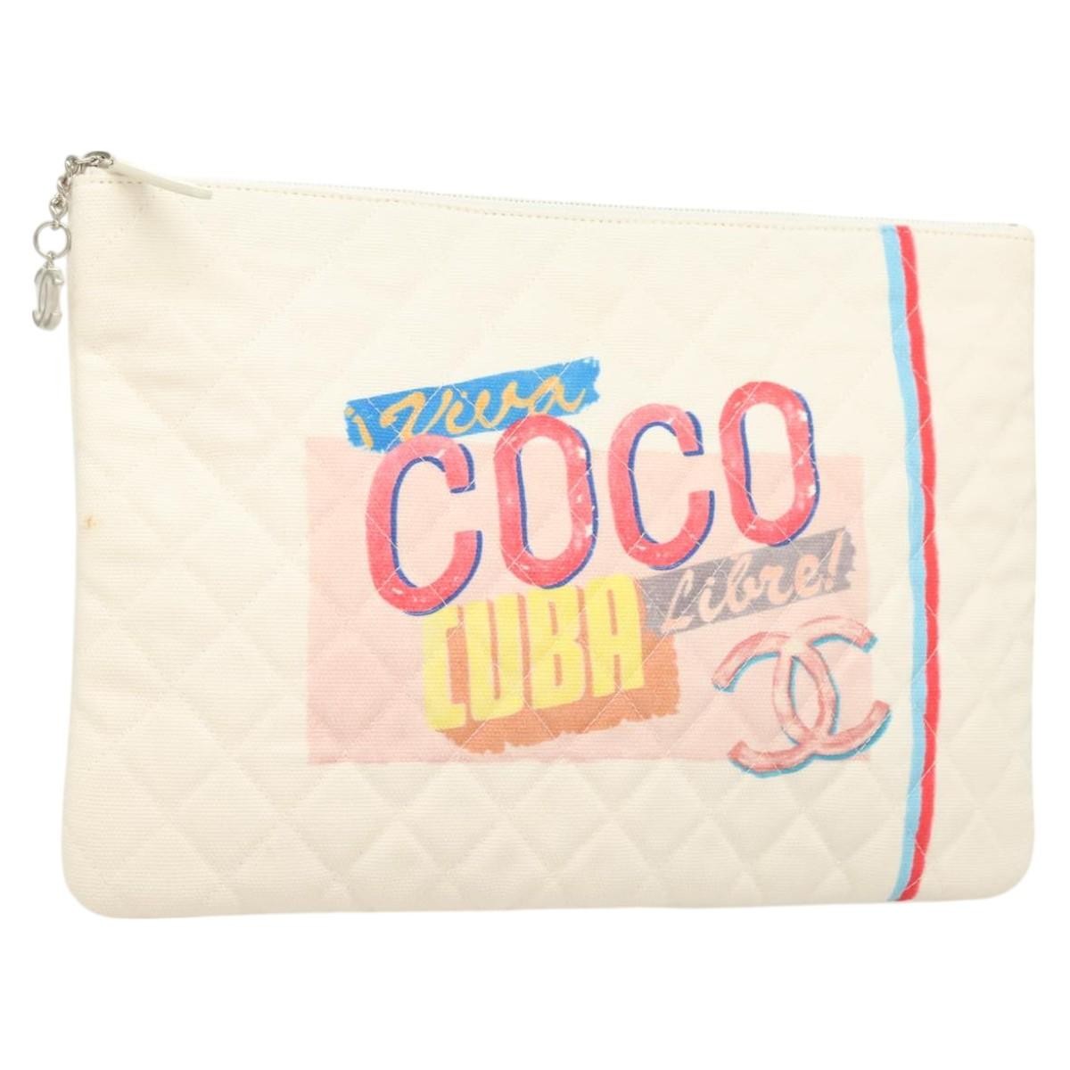 Chanel Coco Cuba Pouch Printed Quilted Canvas Medium