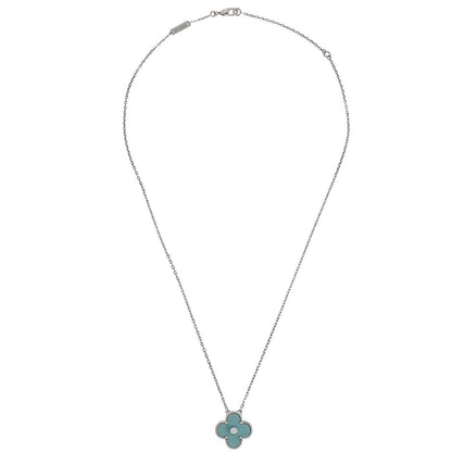 Van Cleef & Arpels Vintage Alhambra Pendant 18K White Gold and Green Celadon Sevres Porcelain with Diamond Product Image
