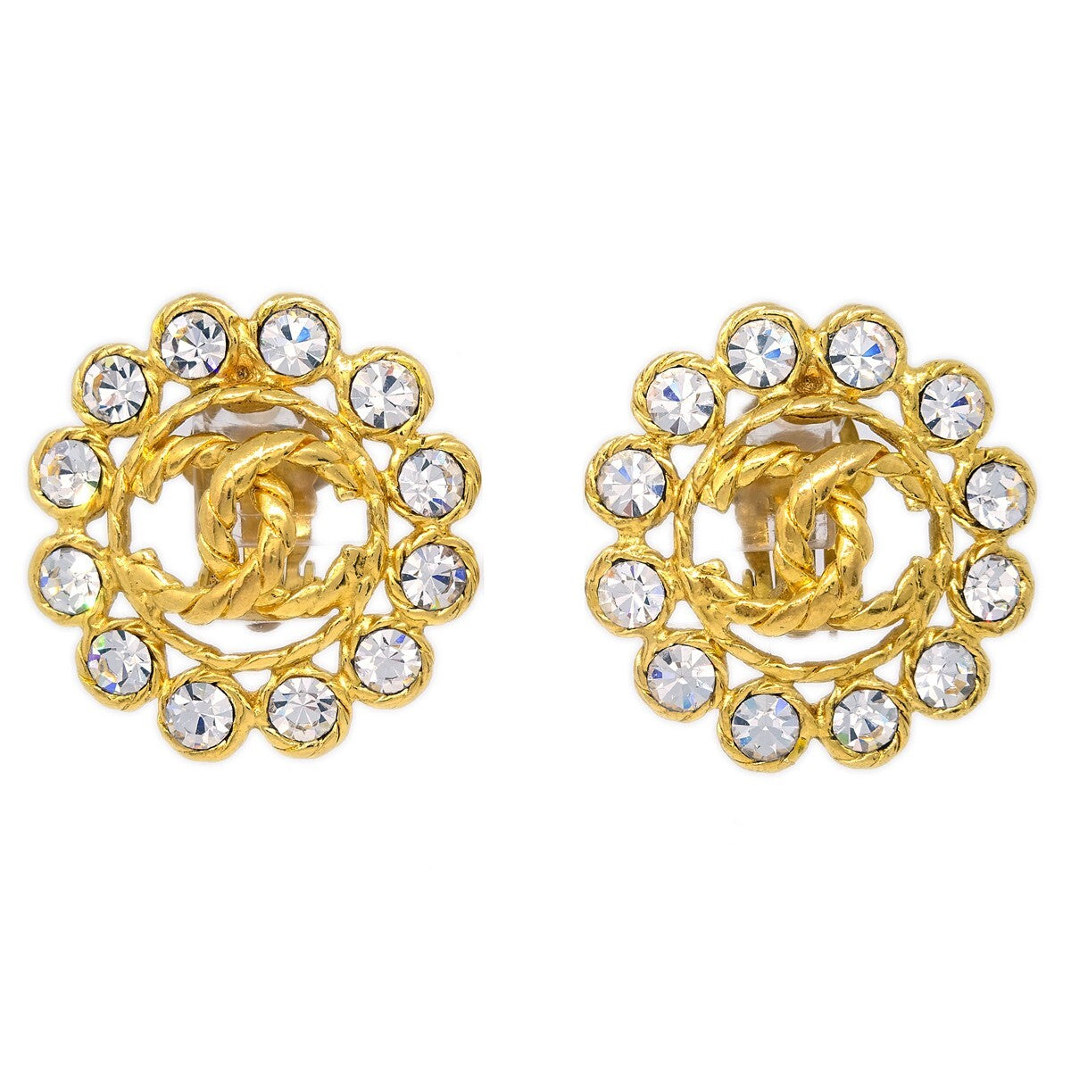 Chanel Vintage Round CC Clip-On Earrings Metal Product Image