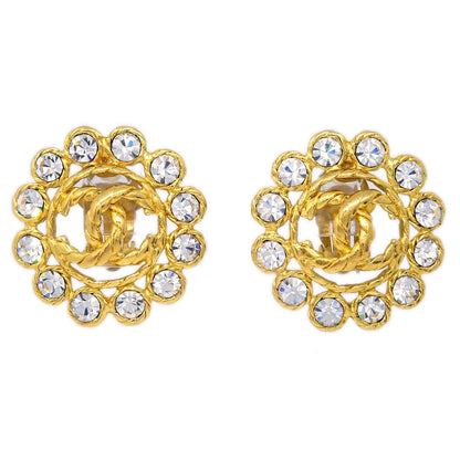 Chanel Vintage Round CC Clip-On Earrings Metal Product Image