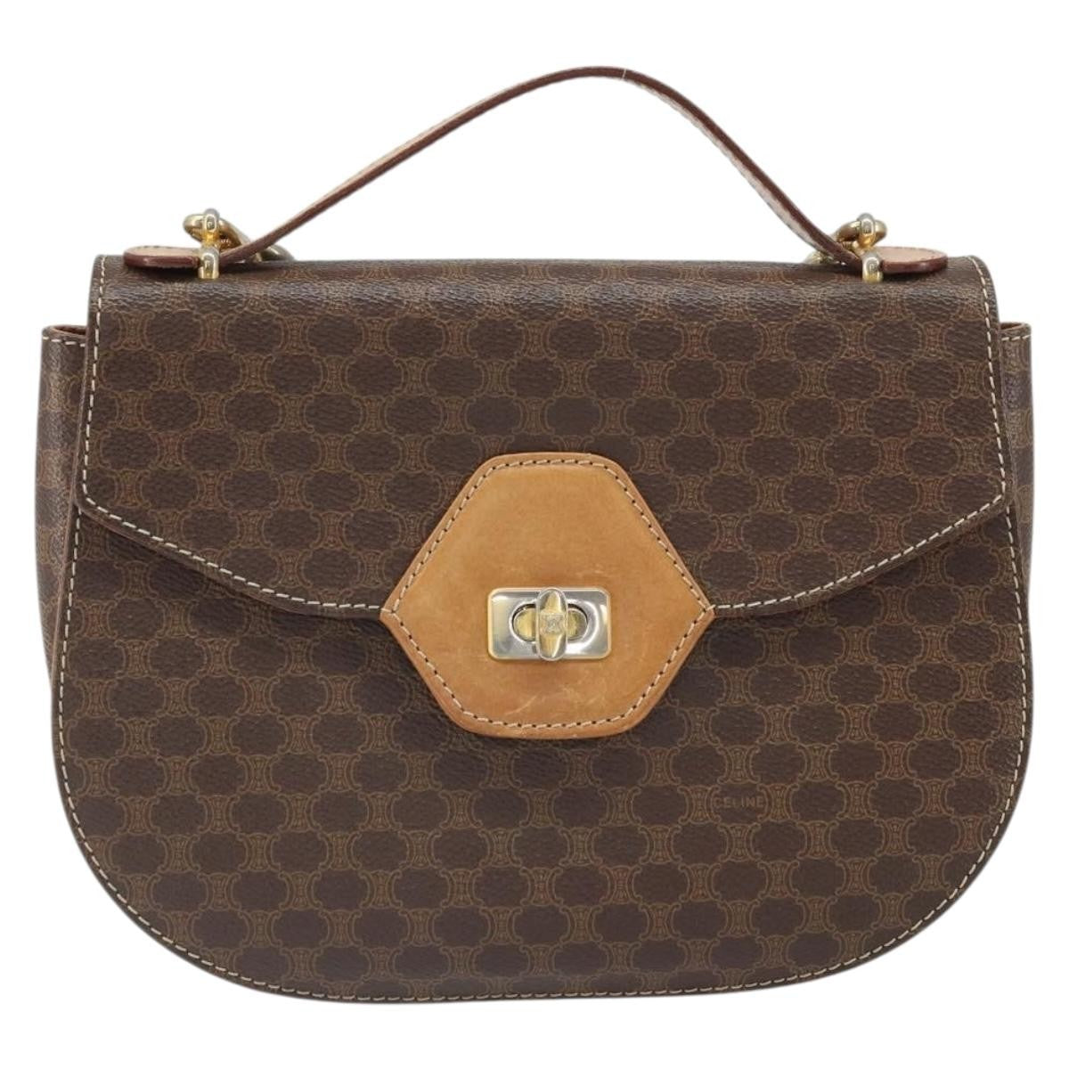 Celine Vintage Macadam Shoulder Bag Canvas and Leather Product Image