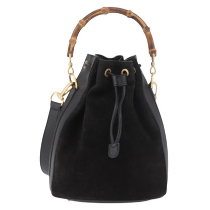 Gucci Vintage Bamboo Bucket Suede and Leather Small